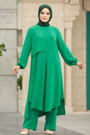 Neva Style - Green Islamic Clothing Dual Suit 10701Y - Thumbnail