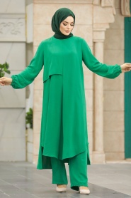 Neva Style - Green Islamic Clothing Dual Suit 10701Y - Thumbnail