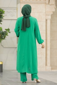 Neva Style - Green Islamic Clothing Dual Suit 10701Y - Thumbnail