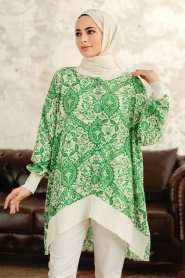 Neva Style - Green Islamic Clothing Tunic 11901Y - Thumbnail