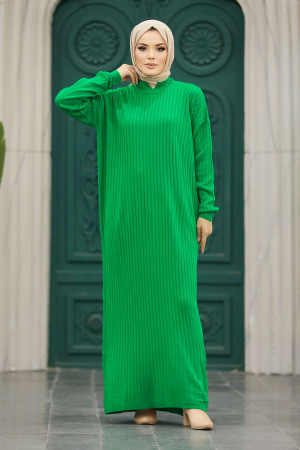 Neva Style - Green Knitwear Modest Dress 20161Y - Thumbnail