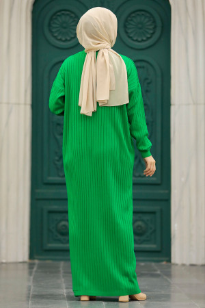 Neva Style - Green Knitwear Modest Dress 20161Y - 3