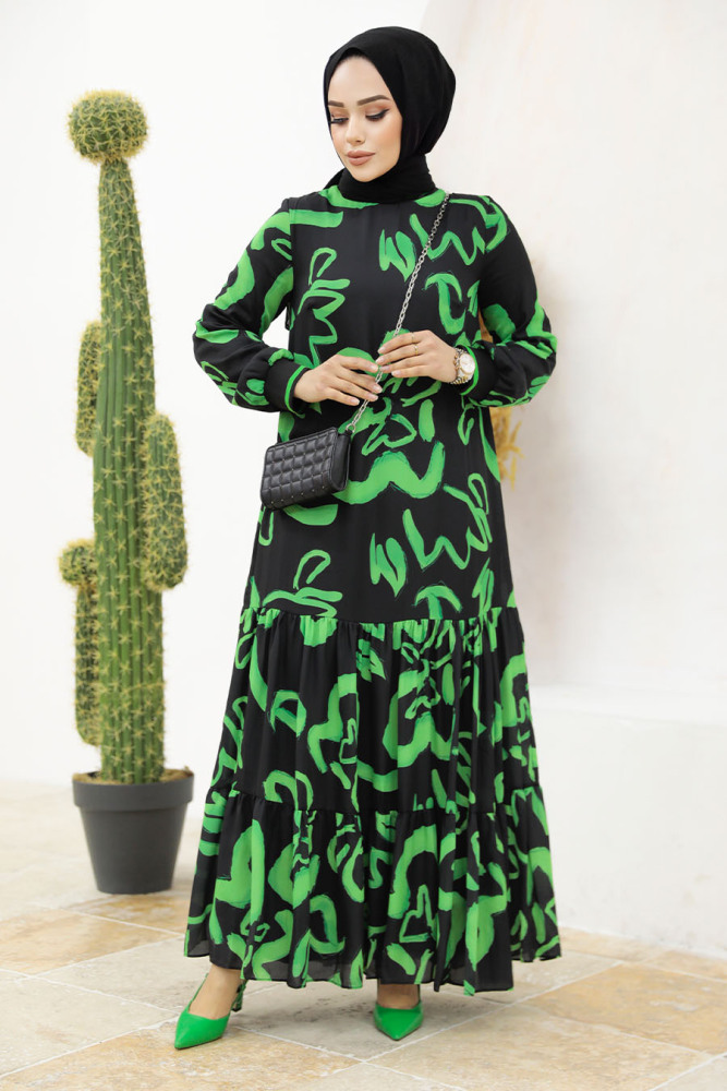 Neva Style - Green Long Sleeve Dress 12437Y - 3