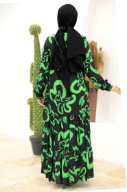Neva Style - Green Long Sleeve Dress 12437Y - Thumbnail