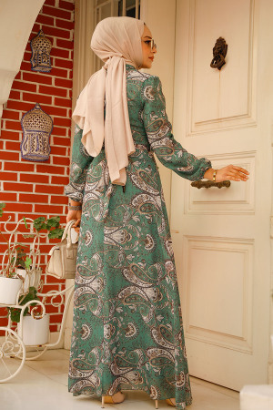 Green Long Sleeve Dress 279081Y - 3