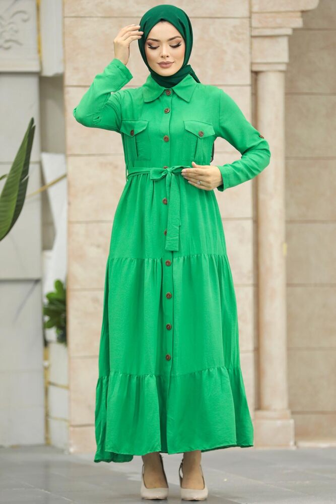 Green Long Sleeve Dress 40971Y - 2
