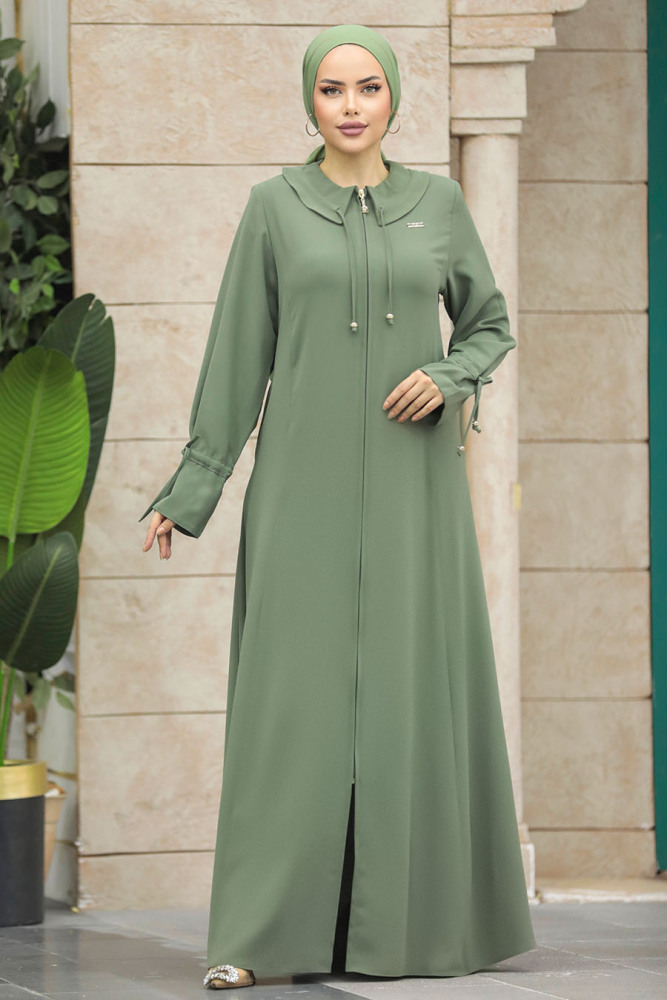 Green Long Sleeve Turkısh Abaya 20021Y - 1