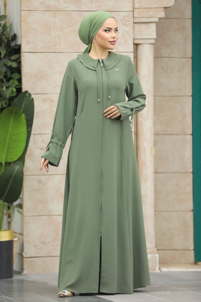 Green Long Sleeve Turkısh Abaya 20021Y - 2
