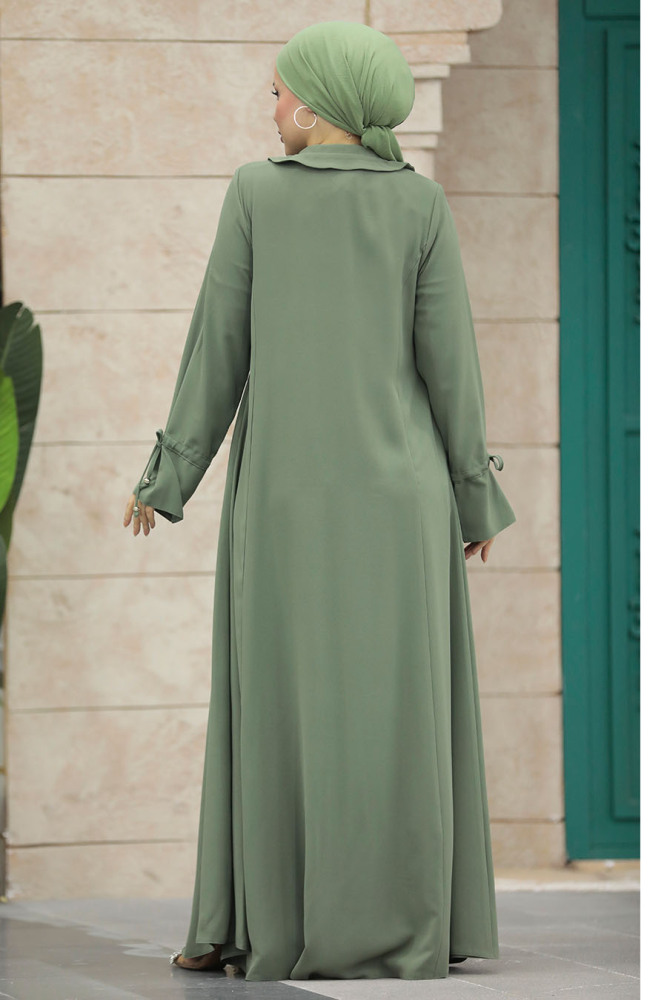 Green Long Sleeve Turkısh Abaya 20021Y - 4