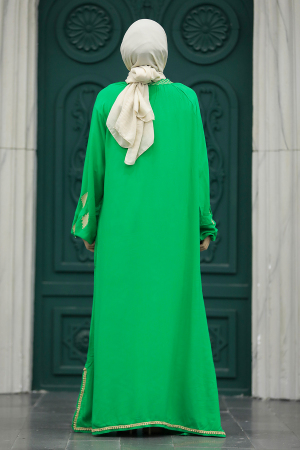 Green Modest Abaya Dress 10136Y - 3