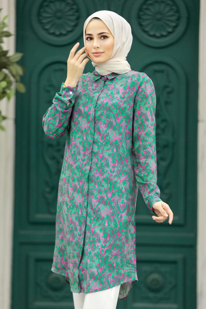 Neva Style - Green Modest Tunic 11607Y - 3