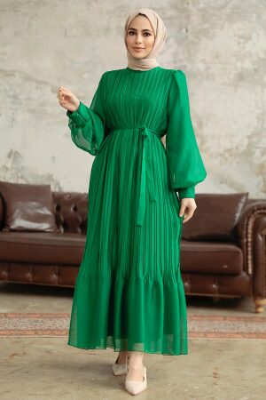 Green Muslim Dress 3747Y - 2