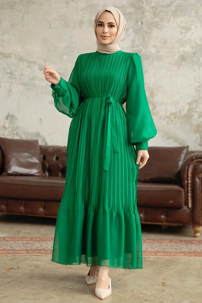 Green Muslim Dress 3747Y - 2