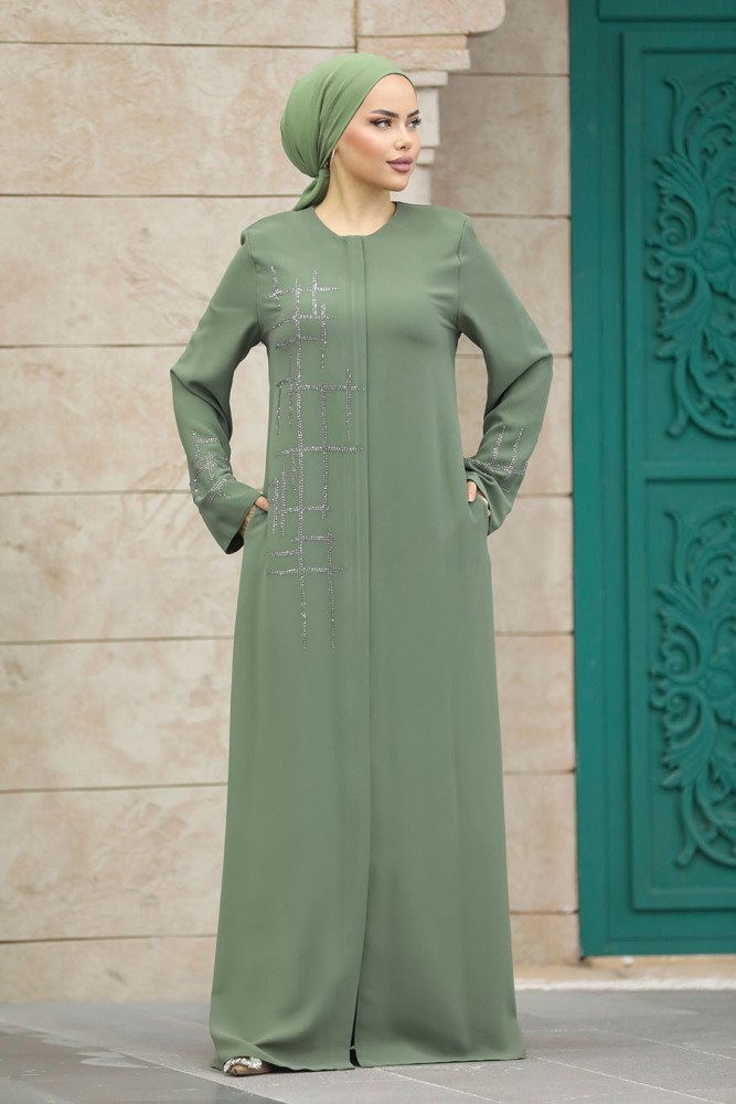Green Plus Size Abaya 20059Y - 3