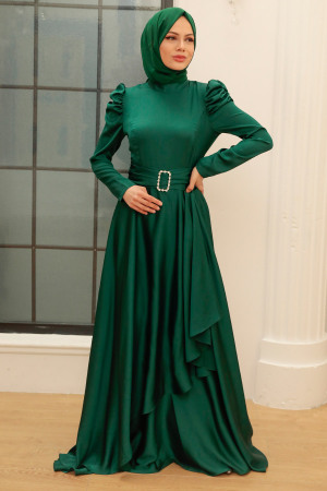 Neva Style - Green Turkish Hijab Prom Dress 3401Y - 1