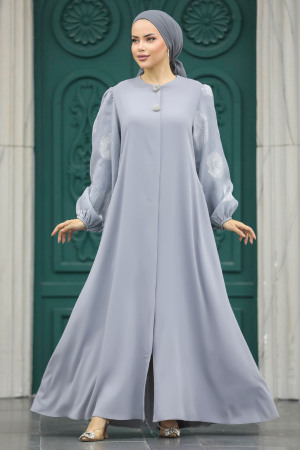 Grey Dubai Abaya 20157GR - 1