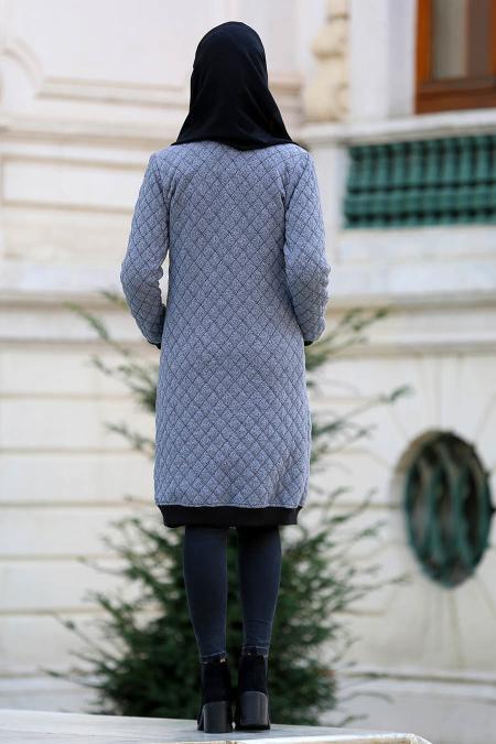 Neva Style - Grey Hijab Coat 15570GR - 2