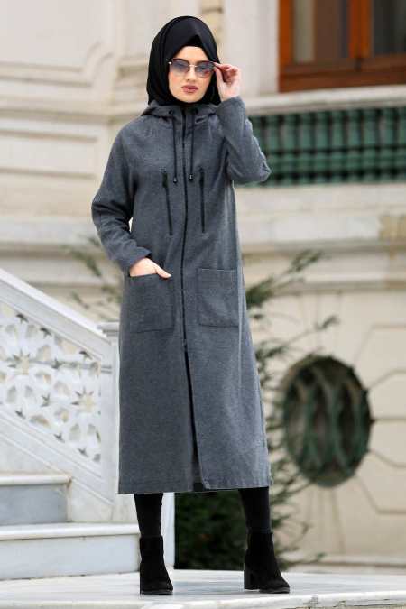 Neva Style - Grey Hijab Coat 20171GR
