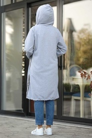 Neva Style - Grey Hijab Coat 6029GR - Thumbnail