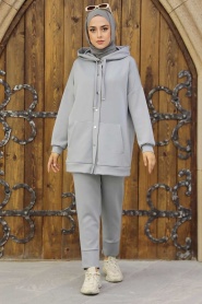 Neva Style - Grey Hijab Dual Suit 22186GR - Thumbnail