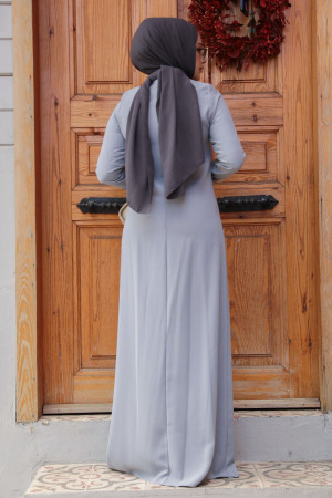 Grey Hijab Maxi Dress 30024GR - 3
