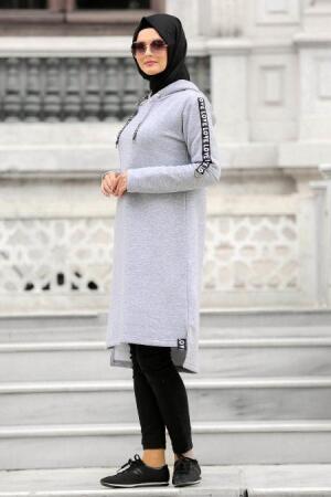 Neva Style - Grey Hijab Sweatshirt 15380GR - 1