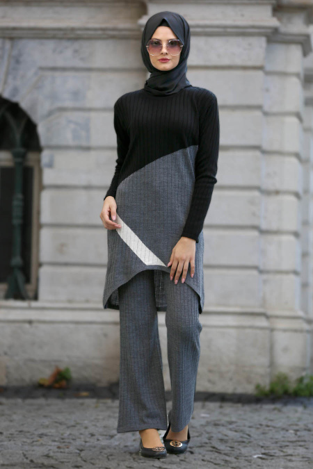 Neva Style - Grey Hijab Trico Suit 15077GR