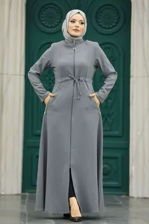 Grey Hijab Turkish Abaya 60125GR 