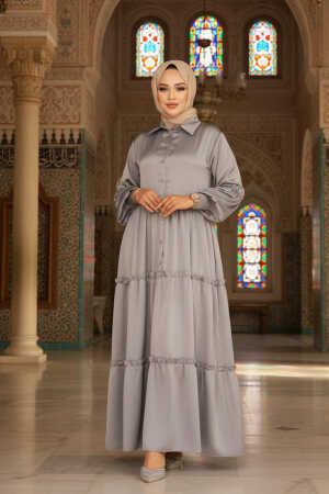 Grey Hijab Turkish Dress 5884GR - 1