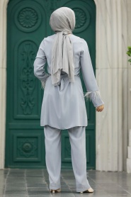 Neva Style - Grey Hijab Turkish Dual Suit 34071GR - Thumbnail