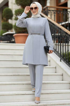 Grey Hijab Turkish Dual Suit 34071GR - 1