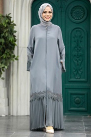 Neva Style - Grey Islamic Clothing Turkish Abaya 396000GR - Thumbnail