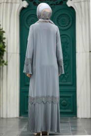 Neva Style - Grey Islamic Clothing Turkish Abaya 396000GR - Thumbnail