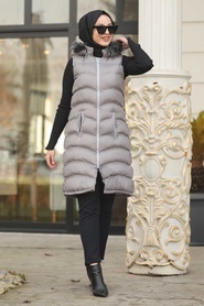 Neva Style - Grey Khaki İnflatable Vest 1509GR - Thumbnail