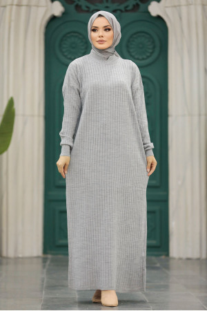 Grey Knitwear Modest Dress 20161GR - 1