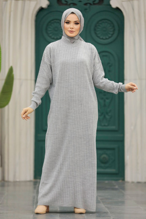 Grey Knitwear Modest Dress 20161GR - 4