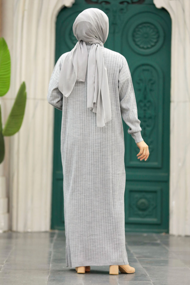 Grey Knitwear Modest Dress 20161GR - 5