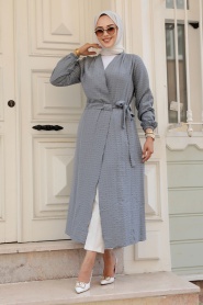 Neva Style - Grey Lila Hijab Kimono 457GR - Thumbnail