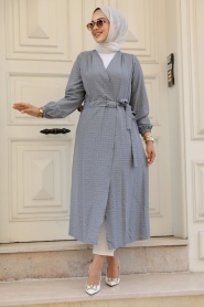 Neva Style - Grey Lila Hijab Kimono 457GR - Thumbnail