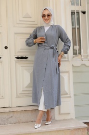 Neva Style - Grey Lila Hijab Kimono 457GR - Thumbnail