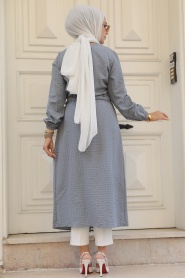 Neva Style - Grey Lila Hijab Kimono 457GR - Thumbnail