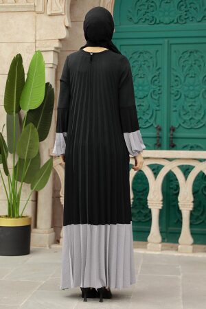Grey Long Muslim Dress 76842GR - 3