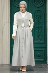 Neva Style - Grey Muslim Dual Suit 56741GR - Thumbnail
