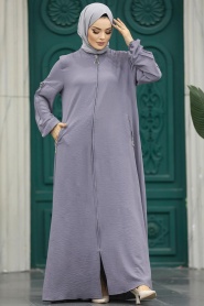 Neva Style - Grey Muslim Turkish Abaya 11070GR - Thumbnail