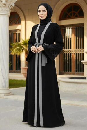 Grey Plus Size Abaya 55440GR 