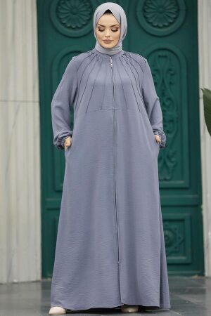 Grey Women Turkish Abaya 11065GR - 1