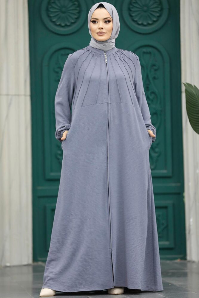 Grey Women Turkish Abaya 11065GR - 2