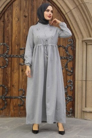 Neva Style - Gri Tesettür Elbise 1372GR - Thumbnail