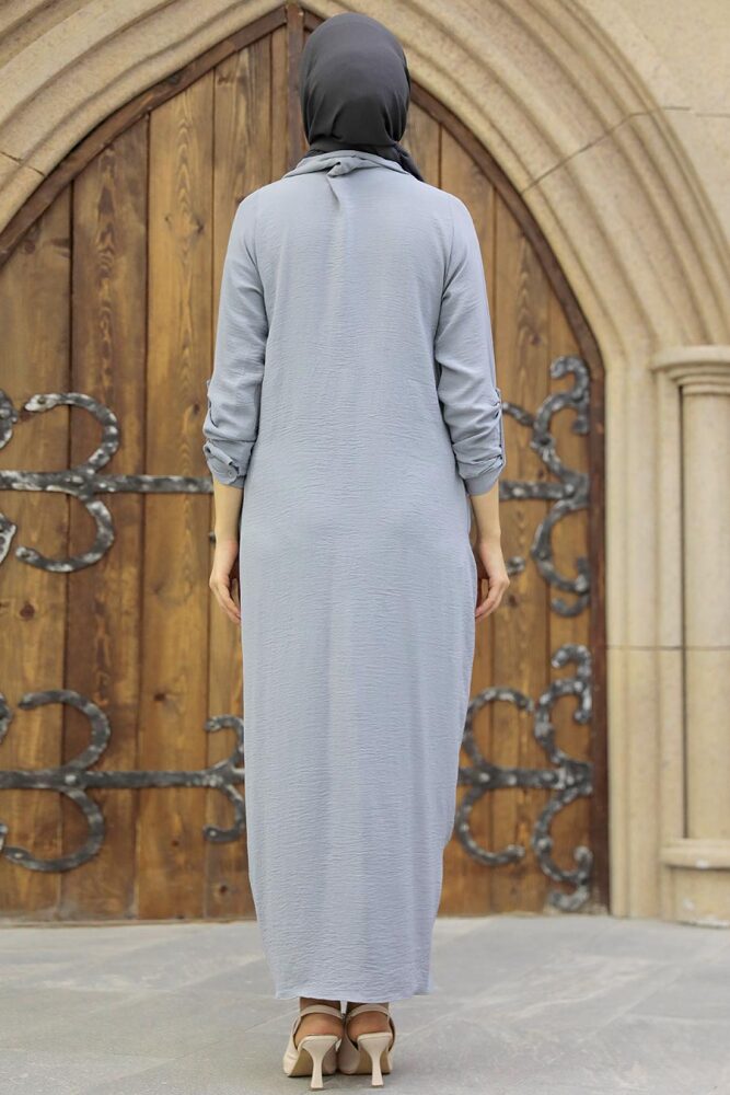 Neva Style - Gri Tesettür Elbise 34281GR - 3