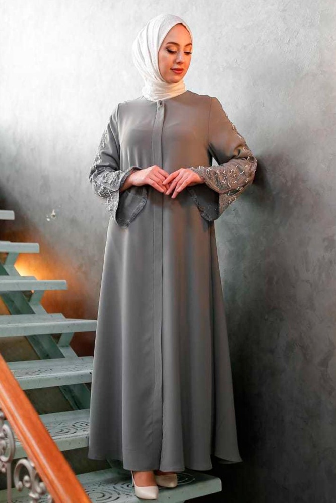 Neva Style - Gri Tesettür Ferace 34821GR - 2